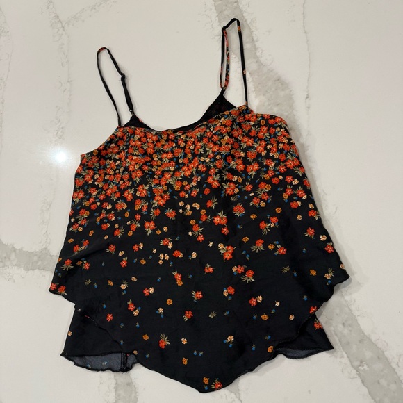 Free People Intimately Let Me Love Asymmetrical Floral Tank Top Women’s XS Black - Picture 7 of 12